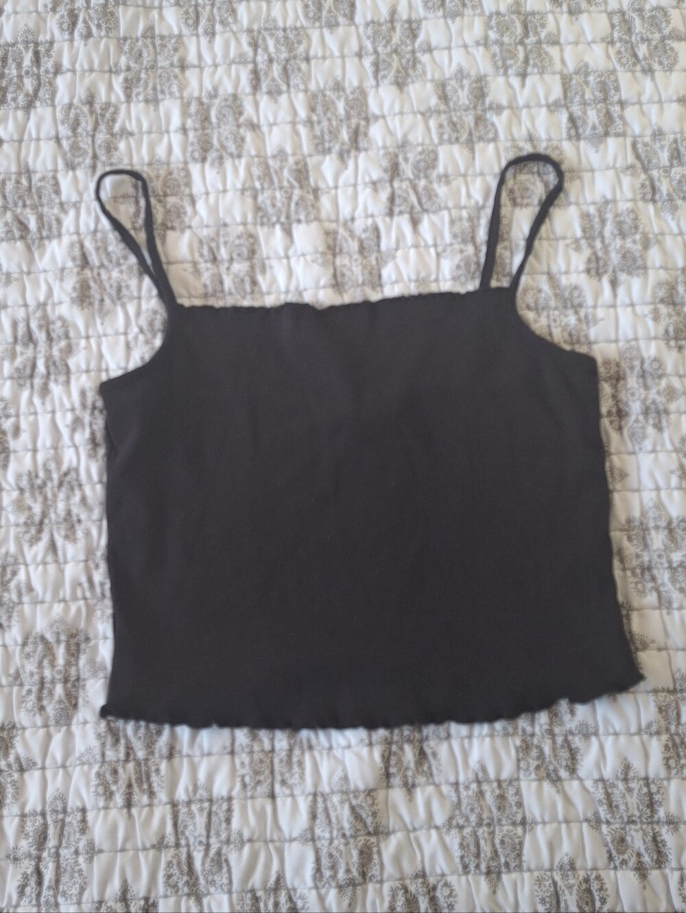 H&M Black Ribbed Crop Top with Thin Straps